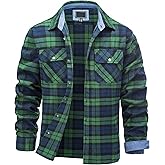 TACVASEN Mens Flannel Shirt Long Sleeve Plaid Shirts Cotton Lightweight Casual Button Down Work Shirt with 2 Pockets