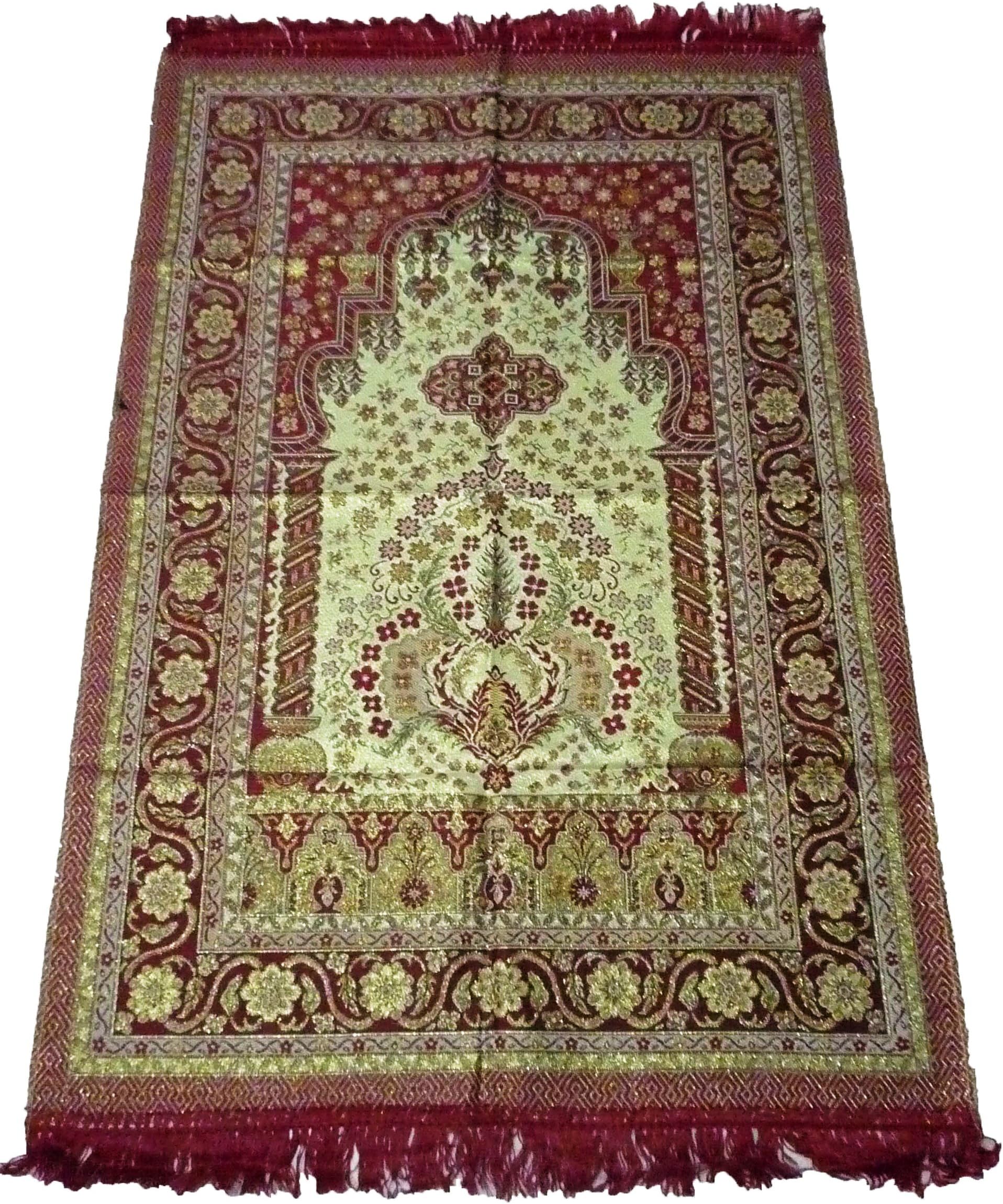 Muslim Turkish Thin Prayer Mat amn037 Islamic Sajadah Namaz Carpet Musallah Janamaz House Decoration Eid Ramadan Gift (Red)