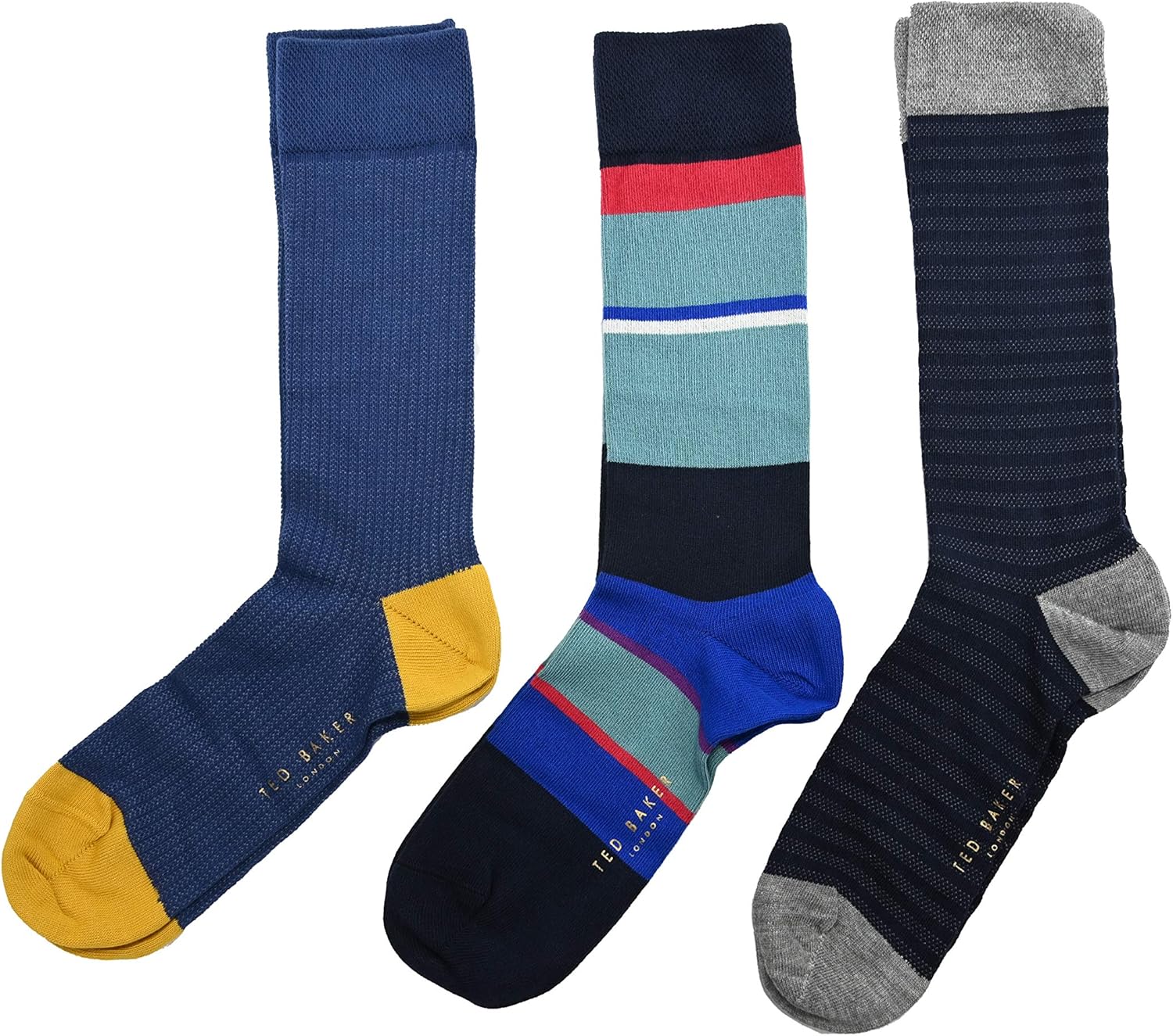 Ted Baker Gift Box Set of 3 Pairs of Mixed Design Mens Socks One Size