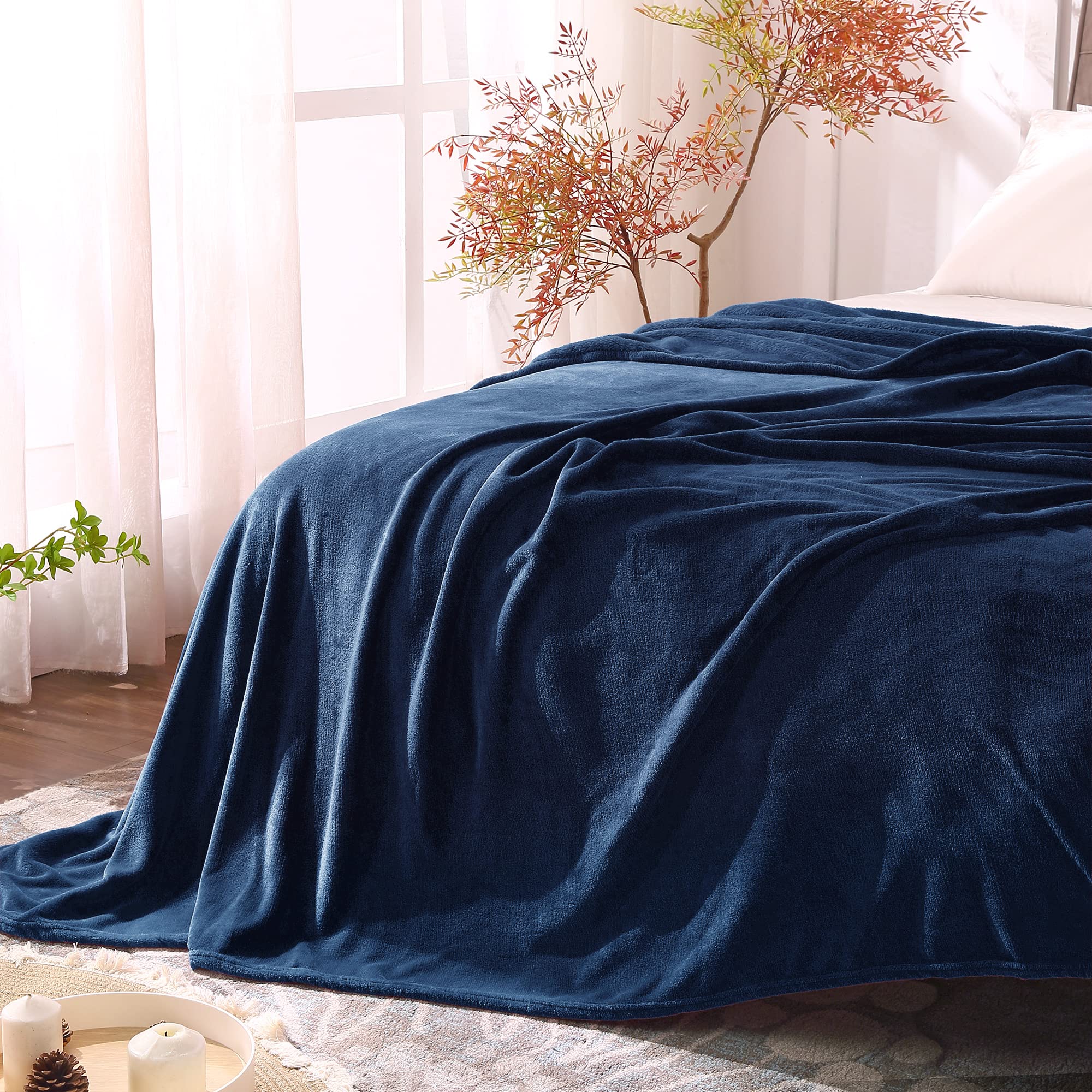 Photo 1 of BEDELITE Fleece Blanket King Size Blankets for Bed, Luxury Plush Cozy Fuzzy Blanket 108x90 inches, Super Soft Warm Lightweight Throw Blanket All Seasons Suitable, Navy Blue