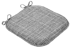 Sweet Home Collection Chair Cushion Memory Foam Pads with Ties Honeycomb Pattern Slip Non Skid Rubber Back Rounded Square 16" x 16" Seat Cover, 4 Pack, Aria Gray/Black