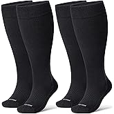 LEVSOX Wide Calf Cushioned Compression Socks for Men & Women, Made with Viscose from Bamboo 15-20 mmHg, Knee High Support Stockings for Circulation