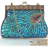 BABEYOND 1920s Flapper Peacock Clutch Vintage Gatsby Sequined Evening Handbag Beaded Bag