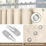 Shower Curtain Linen Look 152x214cm Beige with Metal Hooks view 3