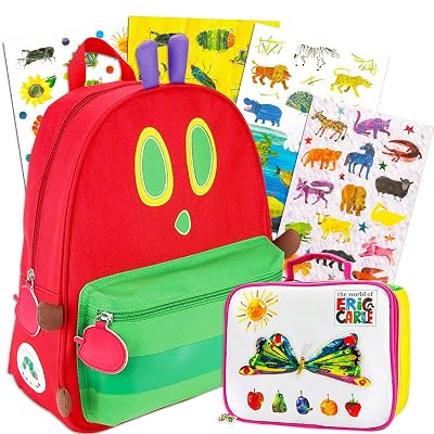 World of Eric Carle Backpack and Lunch Box Set - Deluxe 14&amp;amp;quot; Mini Very Hungry Caterpillar Backpack with Insulated Lunch Box Eric Carle