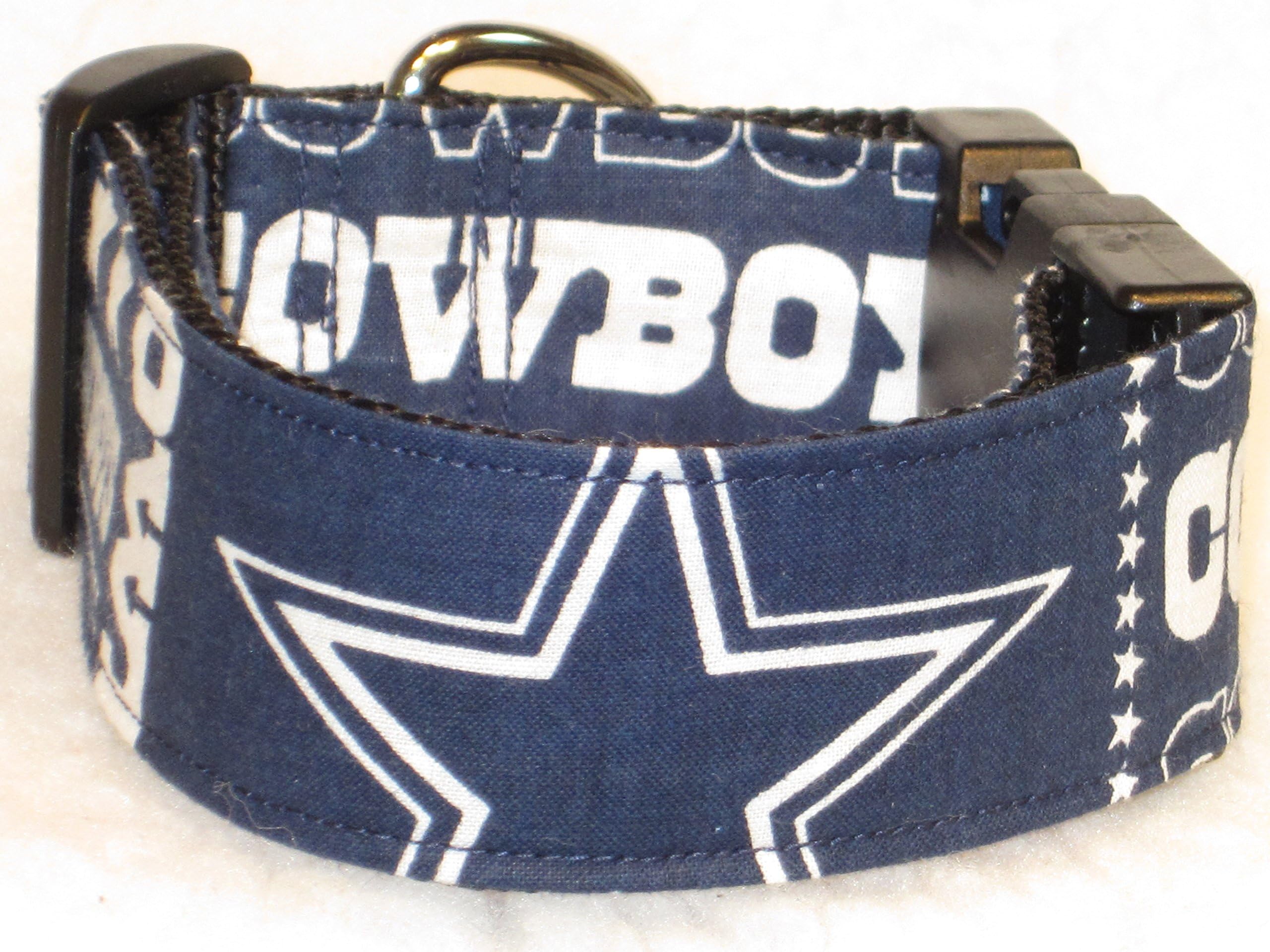 1" & 1.5" Wide, Dallas Cowboys Rowdy Side Release Dog Collar (Adjustable)