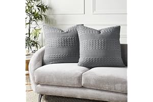 VHC Brands Waffle Weave Dark Gray Euro Sham Set of 2 26x26, Decorative Throw Pillow Covers/Shams, Boho Farmhouse Bedroom Decor