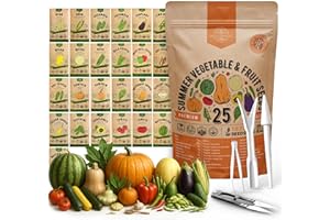 ORGANO REPUBLIC 25 Summer Vegetable & Fruit Seeds Variety Pack - 1,870+ Non-GMO Heirloom Veggie & Fruits Seeds for Outdoors and Indoor Home Gardening, Including Collards, Tomato, Pepper, Okra, Onion, Bean, Cucumber