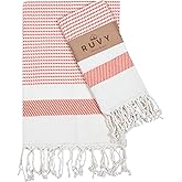 Ruvy Home Basics Turkish Hand Towels for Bathroom Set of 2 | 18"x40", Cotton | Decorative Towel for Bathroom, Kitchen, Dishcloth, Tea, Yoga, Face, Gym - Orange