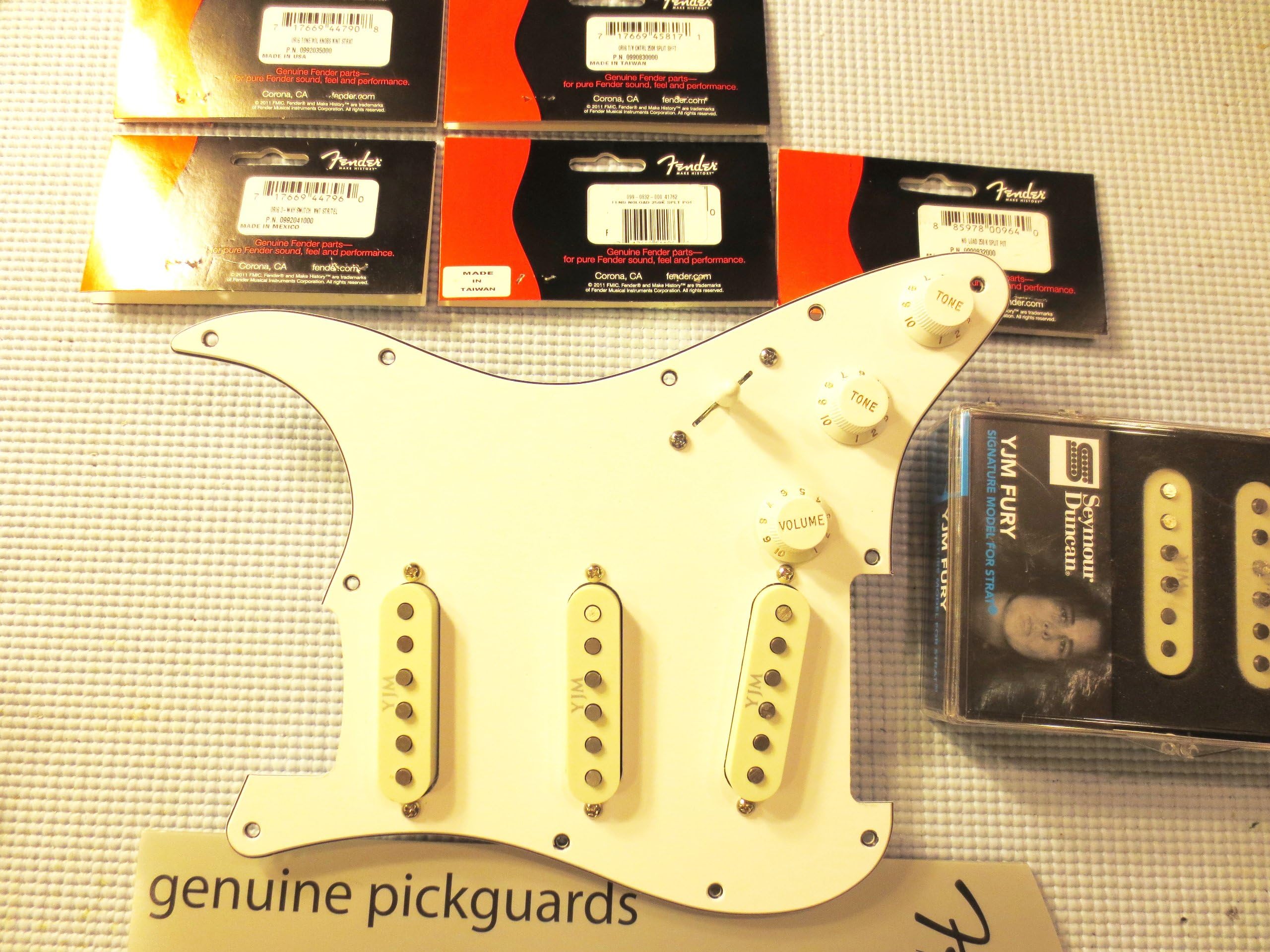 New Fender Sig. Yngwie Malmsteen Loaded Strat Pickguard Duncan YJM Fury Pickups Strat (White 11 Hole or Any Other Hole Patterns)