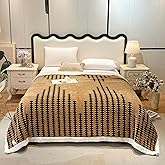 LEVINIS Large Bohemian Bed Blankets 80'' × 90'', Ultra Soft Aztec Fleece Blanket for All Season, Cozy, Plush, Boho Throw Blanket for Bed/Couch/Sofa/Office/Camping, Coffee