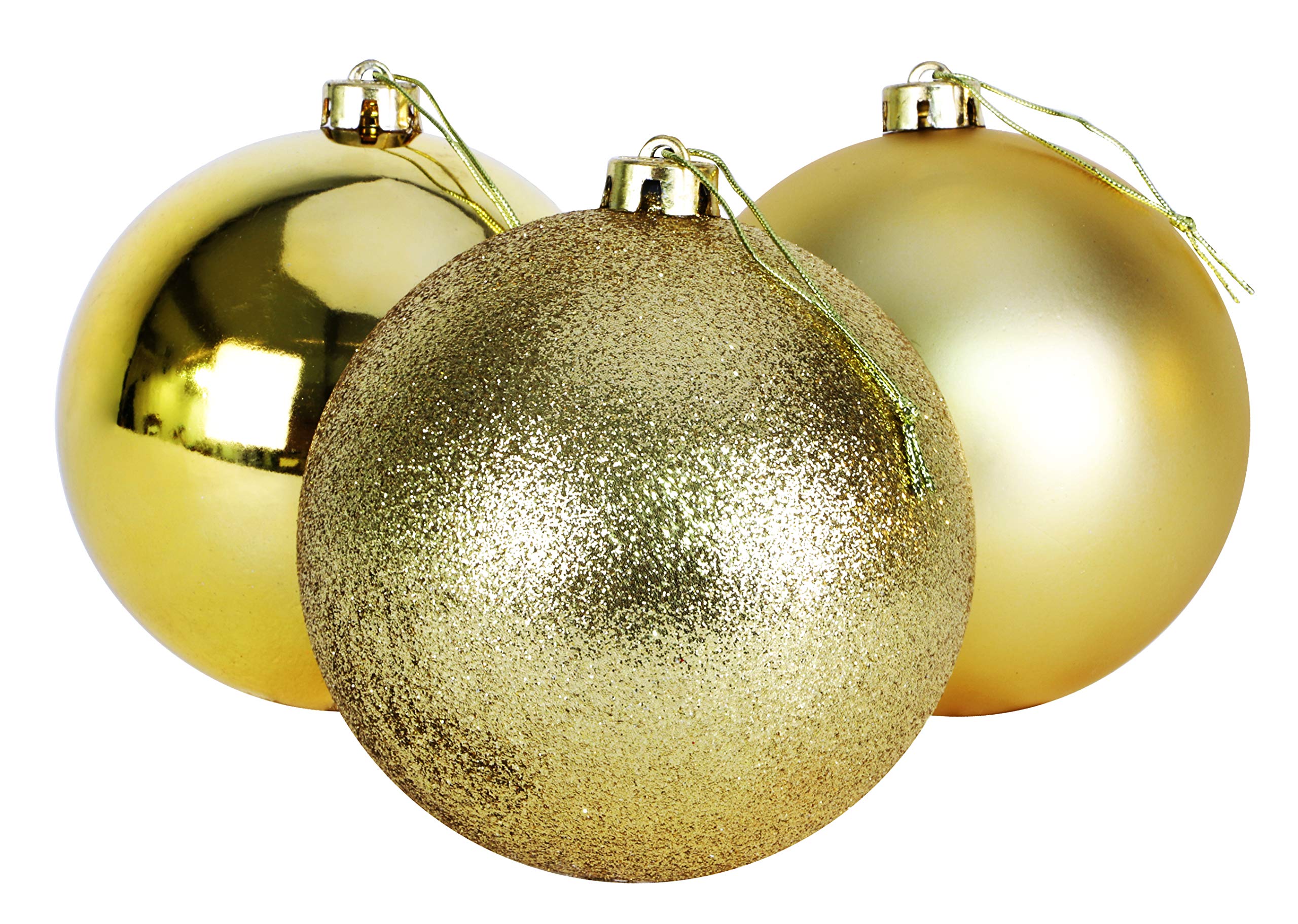 Christmas Concepts® 3-150mm Extra Large Baubles - Shiny, Matte & Glitter Design - Christmas Decorations (Gold)