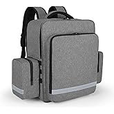 Trunab Emergency Medical Backpack Empty, EMT Camping Molle Bag with Detachable Side Pocket and No-Slip Bottom for Camping, Hiking, Traveling, Daycare, Red, Bag Only