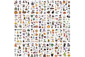 HOTOYANNIA 380+ PCS Halloween Temporary Tattoos for Kids, 30 Sheets Creative Design Halloween Tattoos for kids Halloween Party Decorations, Pumpkin Tattoo Stickers Halloween Gifts for kids for Halloween Makeup
