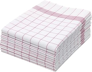 ZOLLNER 10er Set Geschirrtücher, 50x70 cm, 100% Baumwolle, 170 GSM, rot kariert