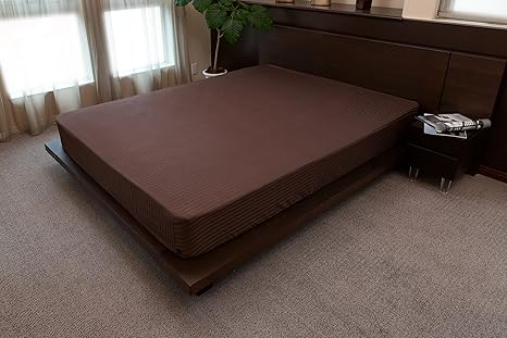 Amazon Co Jp ホテルスタイル サテンストライプカバー レジーナ ベッドシーツ ボックスタイプ クイーンサイズ ブラウン Hs 102 ホーム キッチン