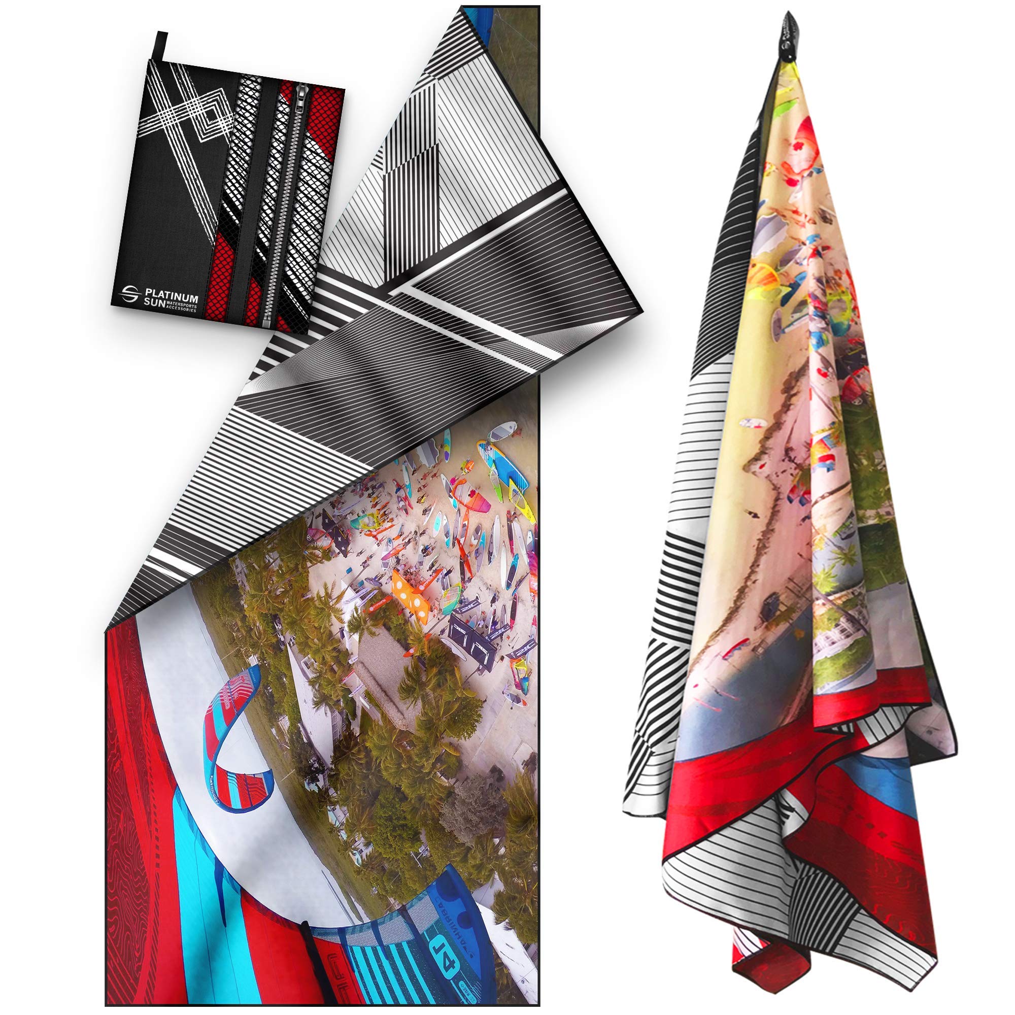 Platinum Sun Microfiber Beach Towel - Compact Travel Towels Quick Dry - Sand Free Fast Drying Swim Towel For Pool Swimmers Bath Outdoor Hiking Camping - Double Sided (68' x 30' - Kite POV)