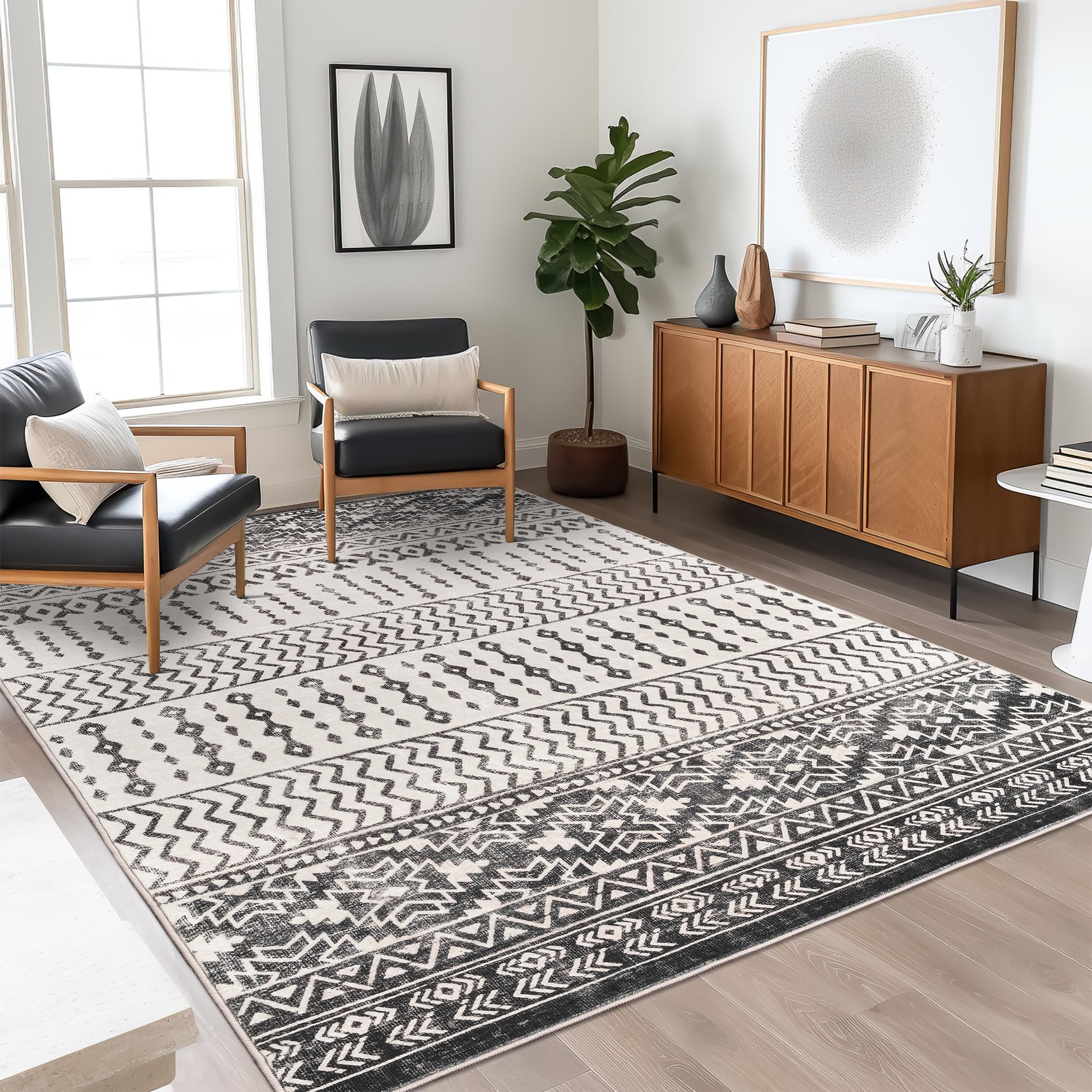Art&Tuft 4x6 Rug, Super Soft Ultra-Thin Moroccan Washable Rug, Anti ...