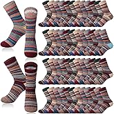 Hicarer 50Pairs Winter Vintage Socks Bulk, Warm Wool Thick Knit Thermal Socks for Women Men Christmas Gifts