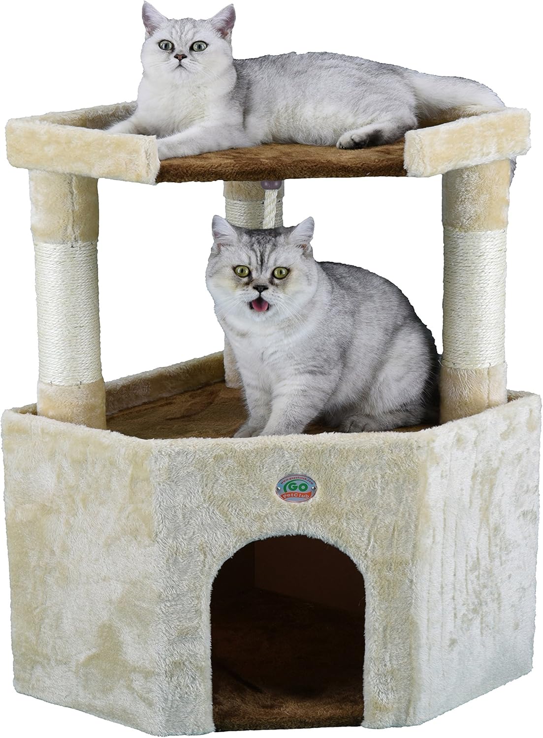 Go Pet Club Tall Beige & Brown Cat House, 32" : Pet Supplies