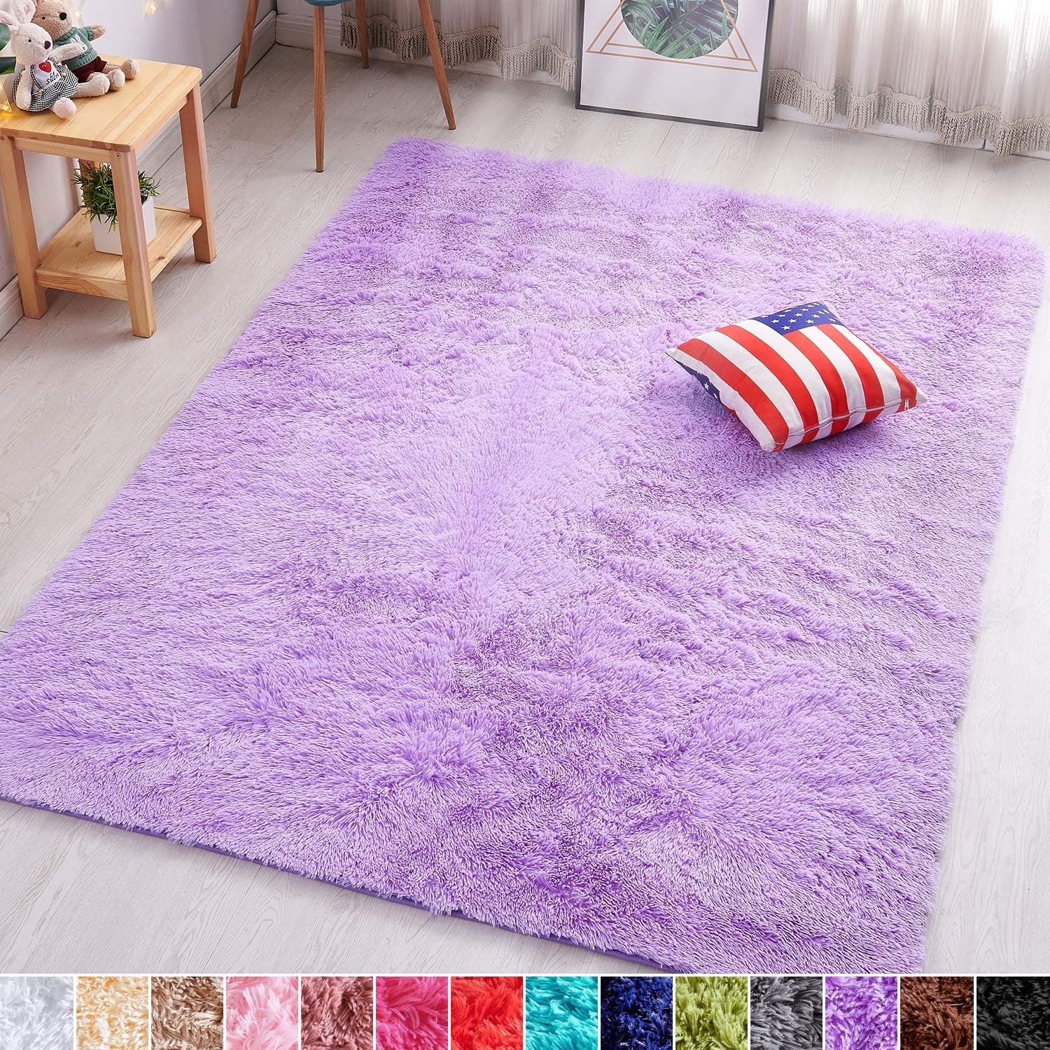 Amazon Com Pagisofe Purple Fluffy Shag Area Rugs For Bedroom 5x7 Soft Fuzzy Shaggy Rugs For Living Room Carpet Nursery Floor Girls Room Dorm Rug Furniture Decor