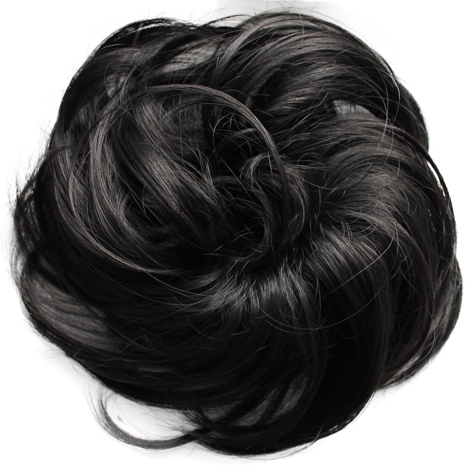 CAISHA Synthetic Fiber Hairpiece Scrunchie Scrunchy Updo Slightly Wavy Natural Black G41B, natural black #2 G41B