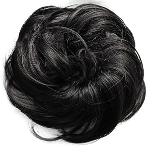 PRETTYSHOP Hairpiece Hair Rubber Scrunchie Scrunchy Updos VOLUMINOUS Curly Messy Bun (black brown 2)