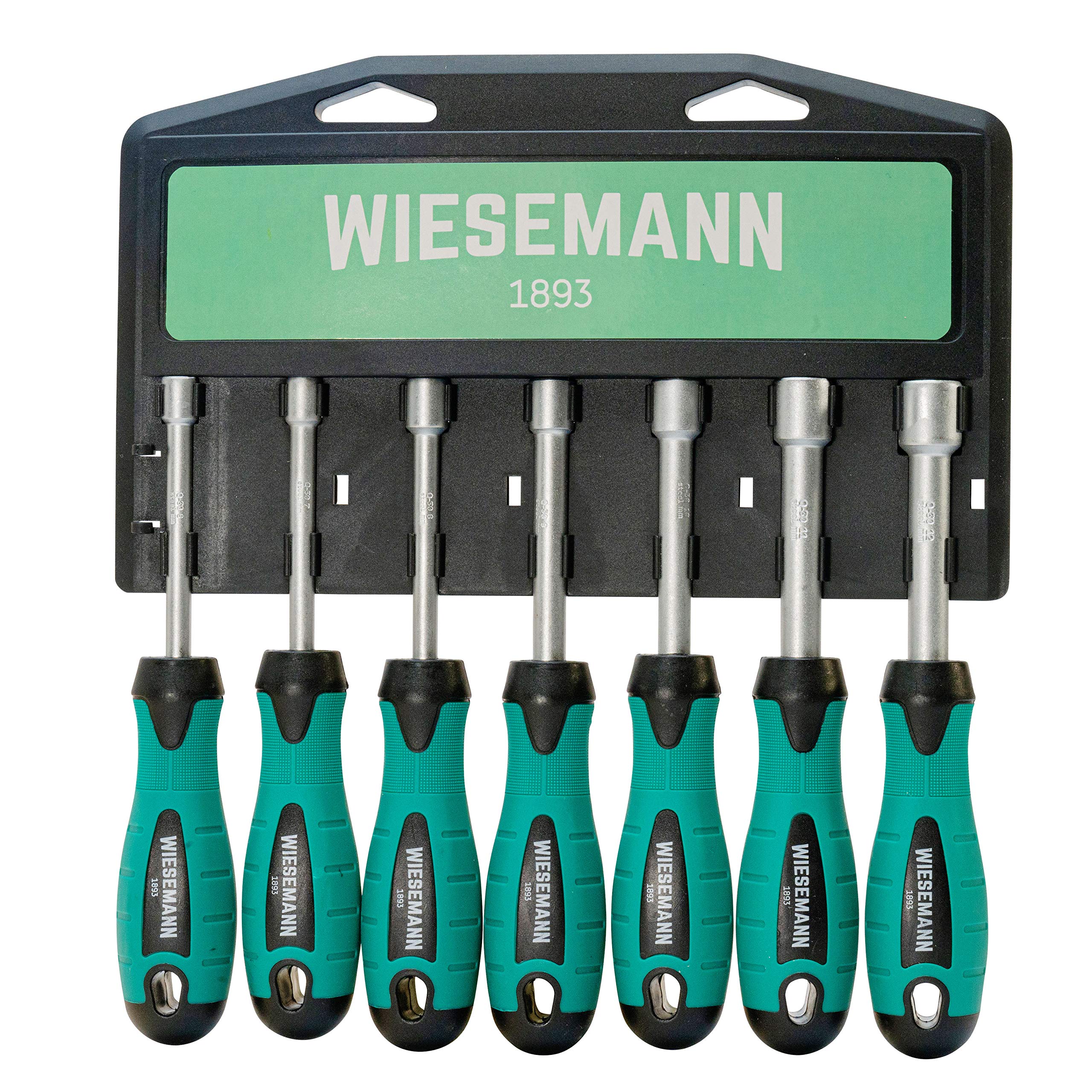 Socket Wrench Screwdriver Set 7 pcs. for Hexagon Socket Screws 6-12mm matt Chrome Plated with Holder from WIESEMANN 1893 I 80225