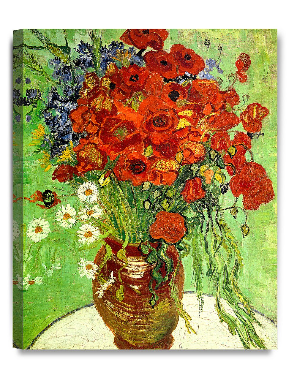 DECORARTS - Red Poppies and Daisies, Vincent Van Gogh Art Reproduction. Giclee Canvas Prints Wall Art for Home Decor 20x16