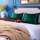 NTBAY Silk Satin Pillowcases 2 Pack 50x75 cm Dark Green Envelope Closure view 7