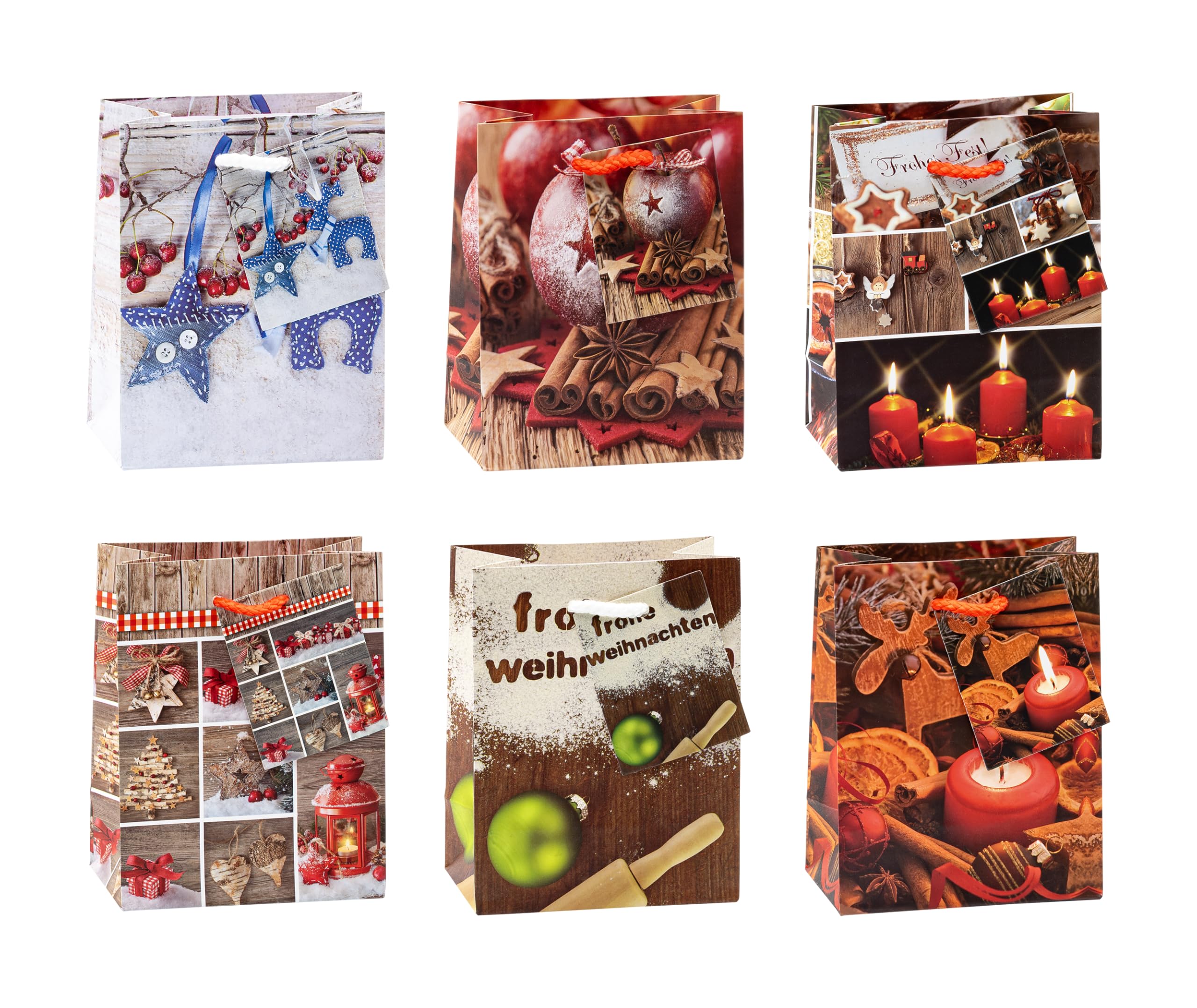 TSI 87026 gift bags Christmas No 6, Pack of 12, size: small (5,5 x 4 x 2,5 inch)