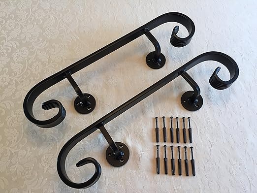 S G Curtain Poles A Pair Of Black Wrought Iron Metal Grab Rail