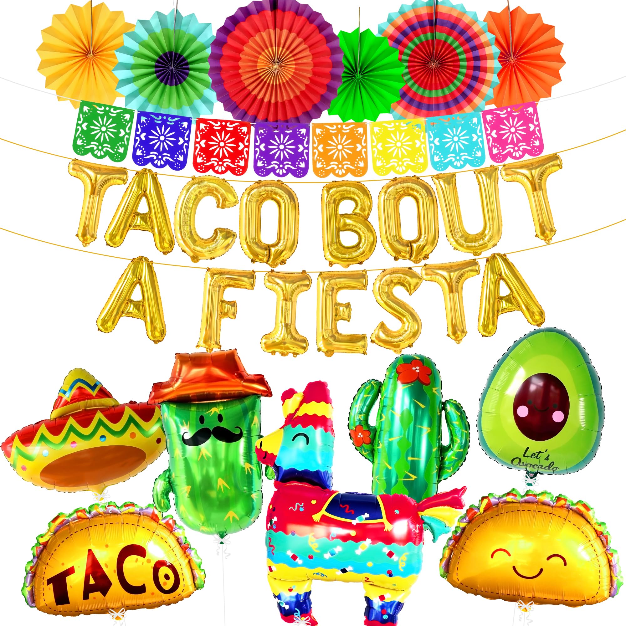 Photo 1 of KatchOn, 30 PCS Taco Bout A Fiesta Decorations - Mexican Party Decorations | Mexican Banner, Taco Balloons | Fiesta Balloons for Fiesta Party Decorations, Taco Decorations | Taco Party Decorations