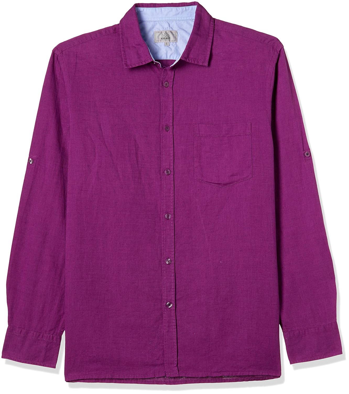 Buy Marks & Spencer Men's Linen Regular Fit Casual Shirt (7169I_Purple