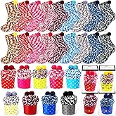 Foaincore 18 Pairs Cupcake Socks for Women Stocking Gifts for Christmas Gifts Fuzzy Winter Warm Socks for Valentine Mothers Adults Gifts Multicolored and 18 Pcs Gift Boxes