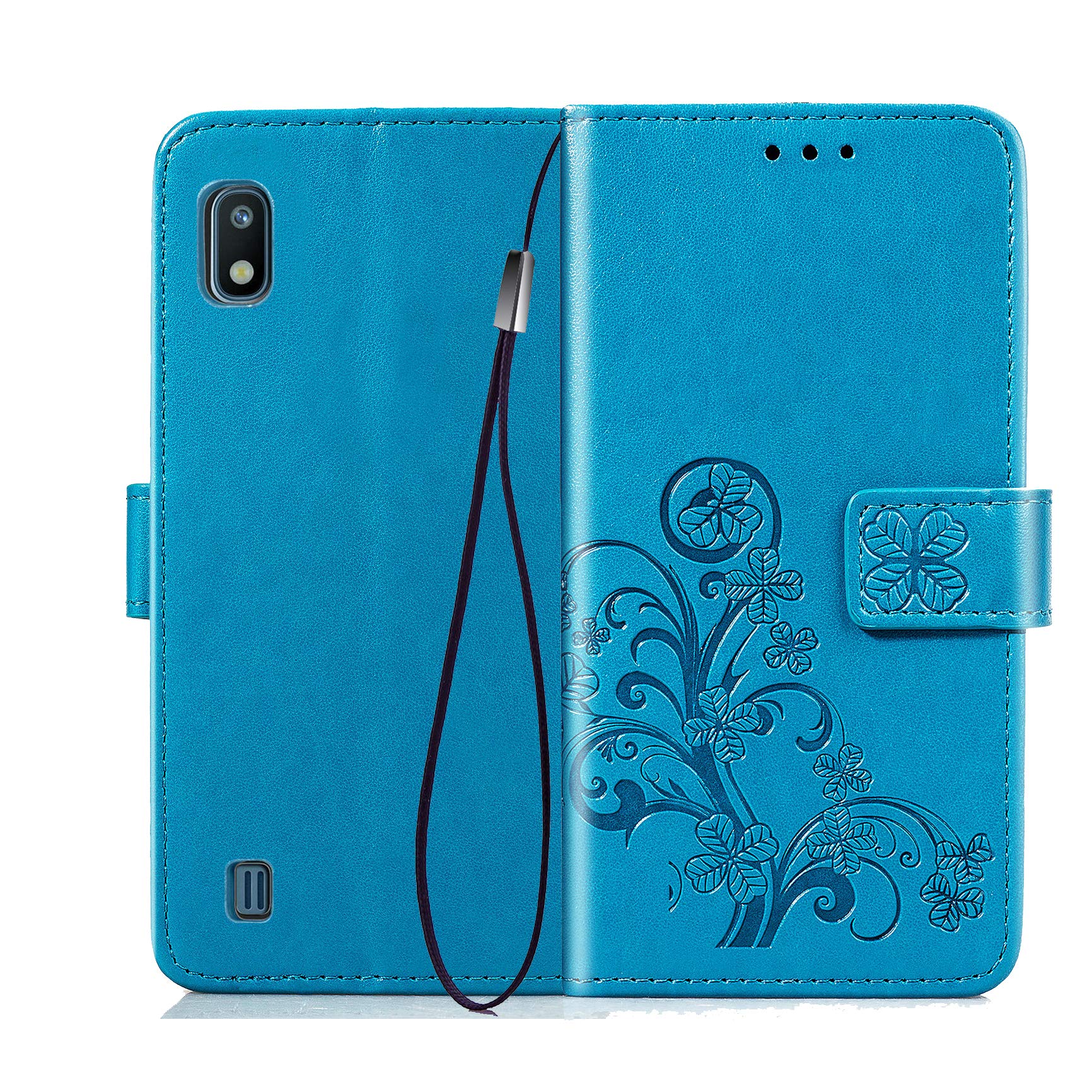UCMDA Case for Samsung Galaxy A10, Flip Leather Samsung A10 Phone Wallet Case with [Magnetic Closure] [Kickstand] [Card Slot] for Samsung A10-Blue