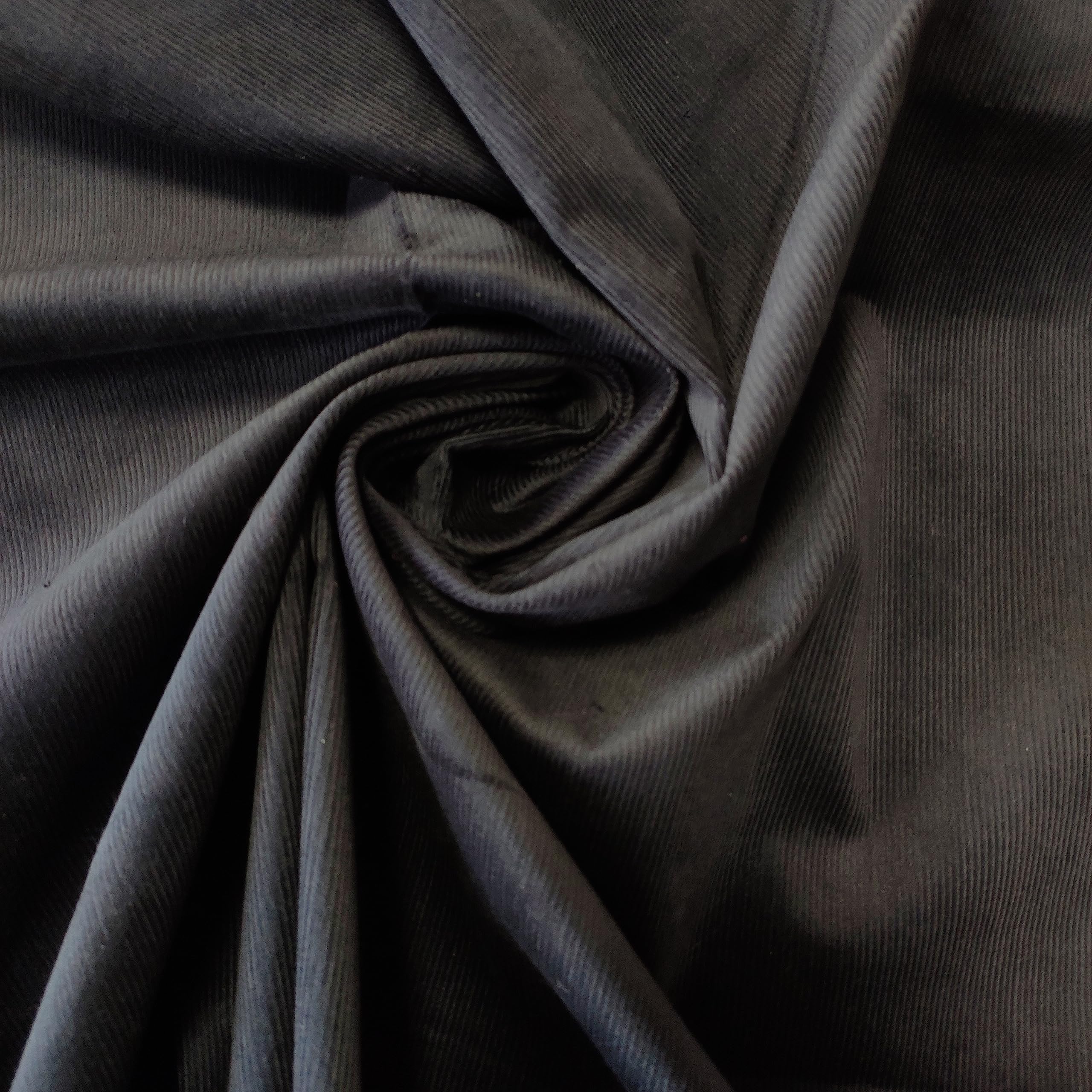 Italian 100% Cotton Cord Woven Velvet Corduroy Fabric Upholstery Dressmaking 58" Wide (Navy Blue)