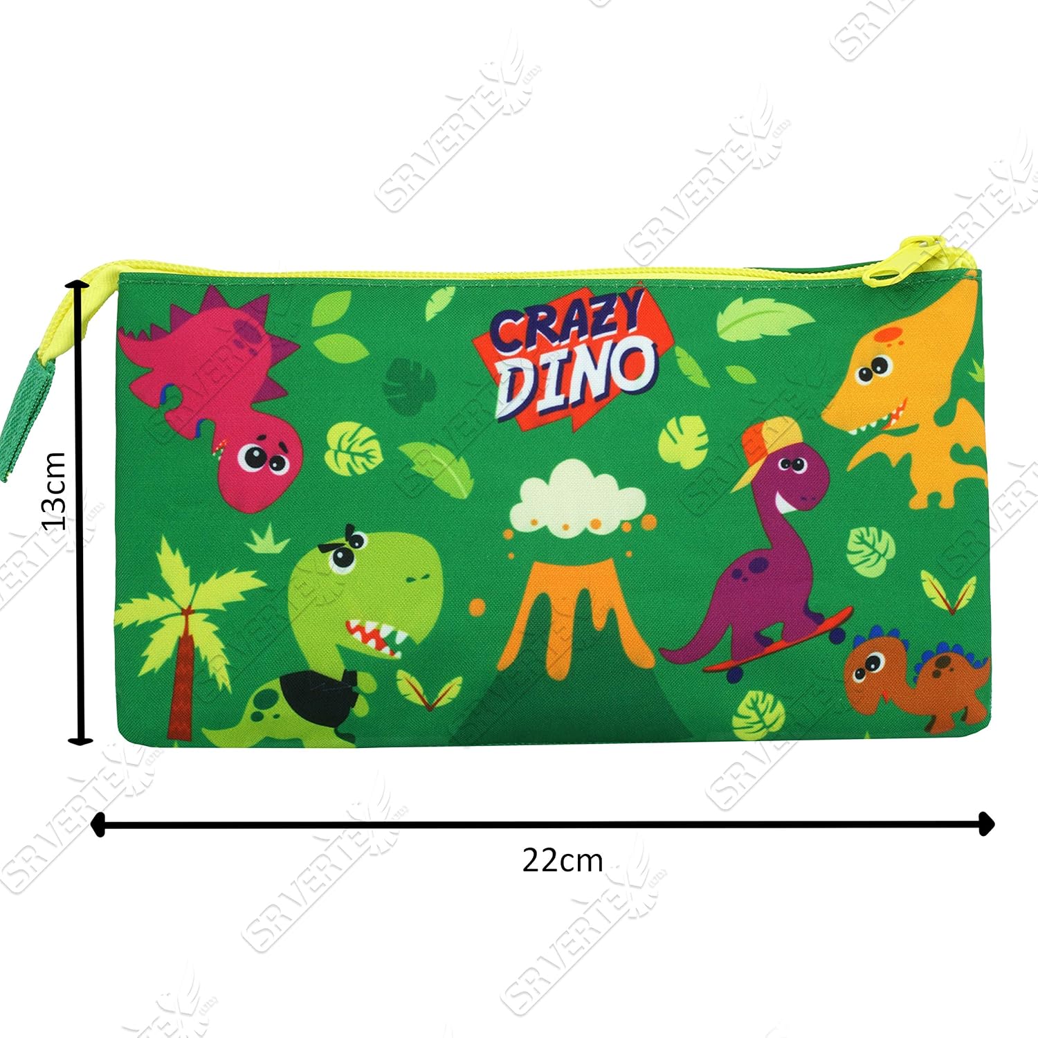 SRVertex Into The Jungle Triple Pocket Pencil Case, 22cm Large Stationery Case for Kids Zip Closure - Image 3
