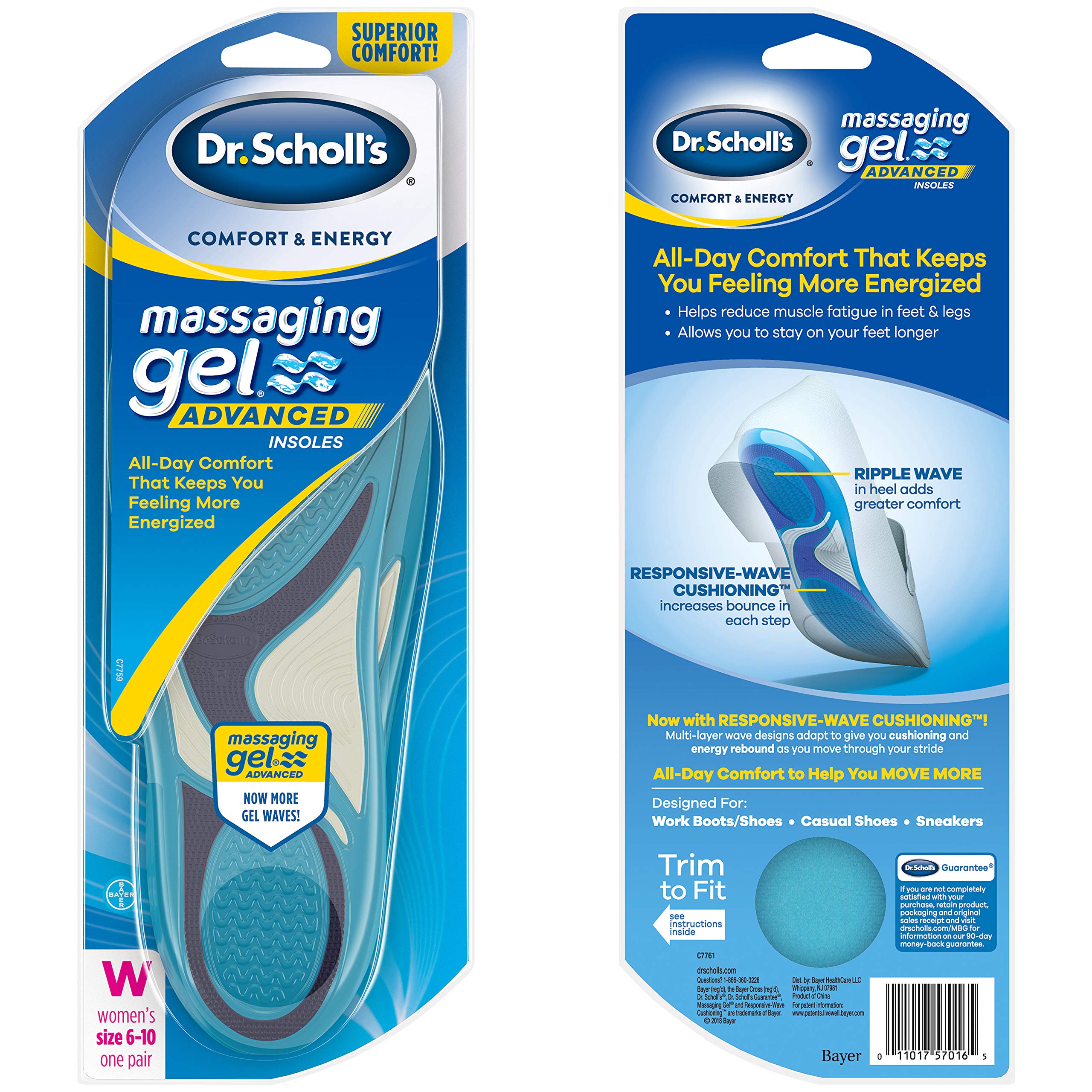 Dr. Scholl's Massaging Gel Advanced Insoles (women's 6-10), 2 Pairs (Packaging may vary)