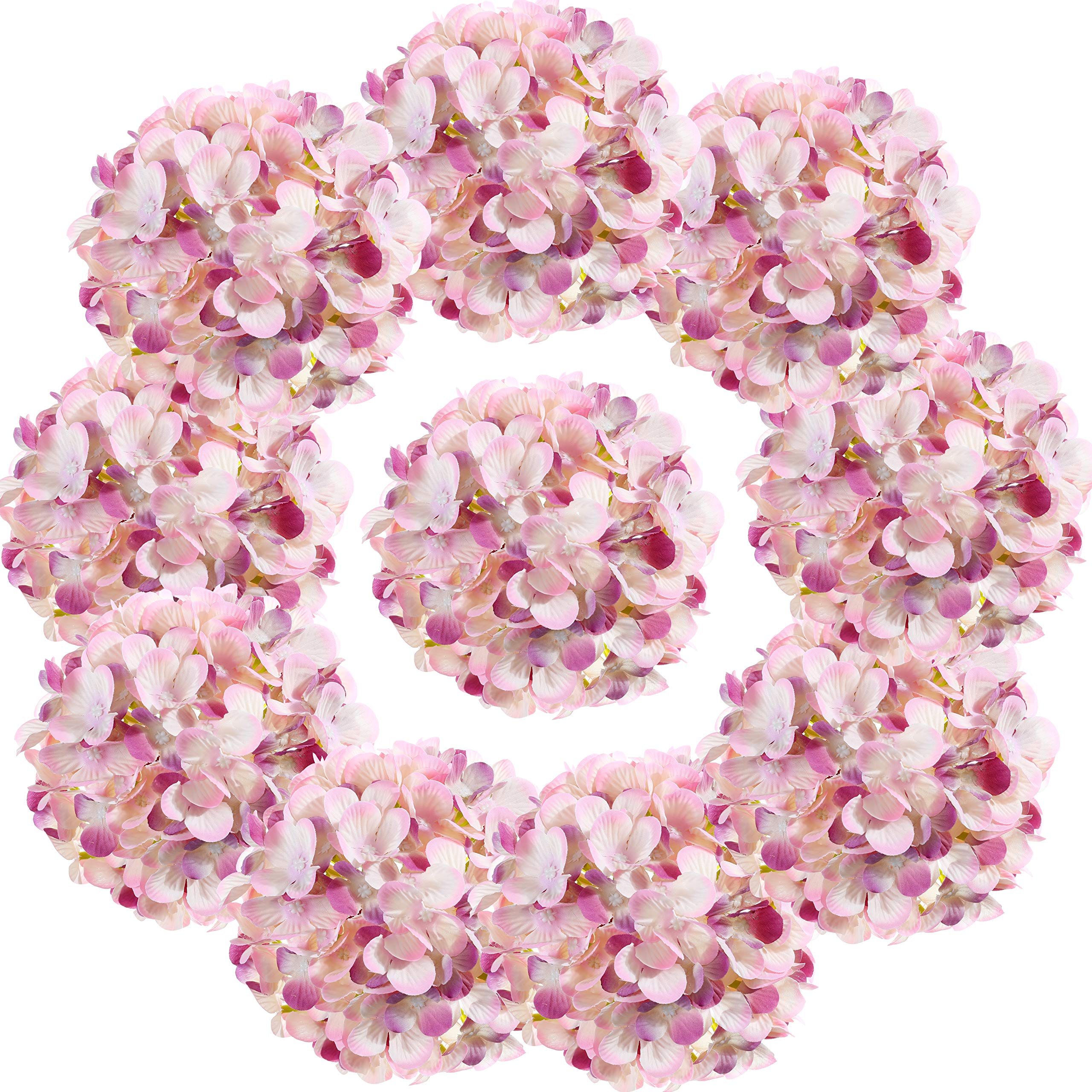 LUSHIDI 10PCS Silk Hydrangea Heads with Stems Artificial Flowers for Wedding Party Home Decor (Light Purple)