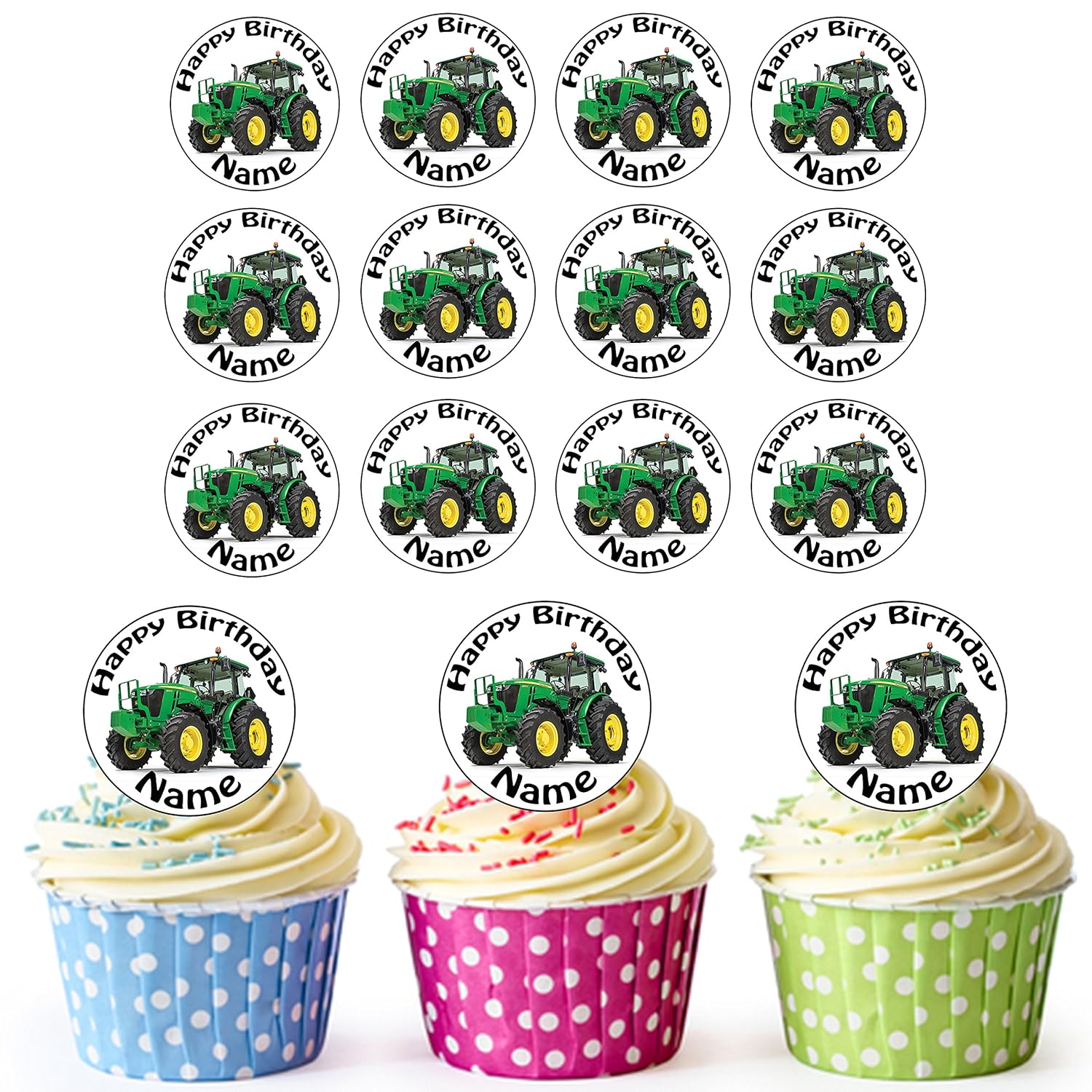Personnalisables Pour Decorer De Petits Gateaux Ou Un Gateau D Anniversaire Lot De 24 Decorations Comestibles Motif Tracteur Vert Disques Predecoupes Faciles D Utilisation Figurines Pour Gateaux Ustensiles A Patisserie