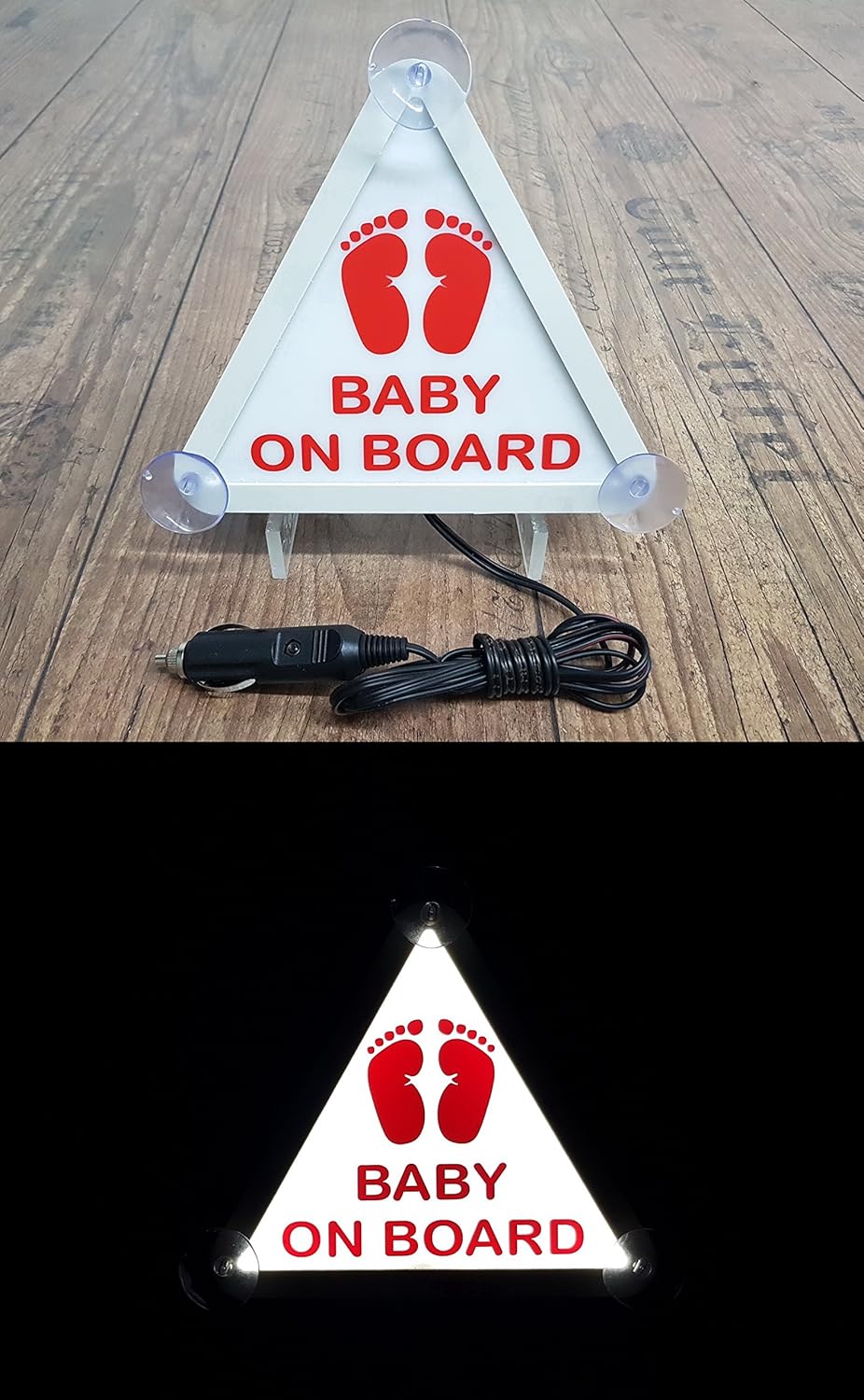 12V LED Sign BABY ON BOARD Car White Red Light Neon Plate Table for