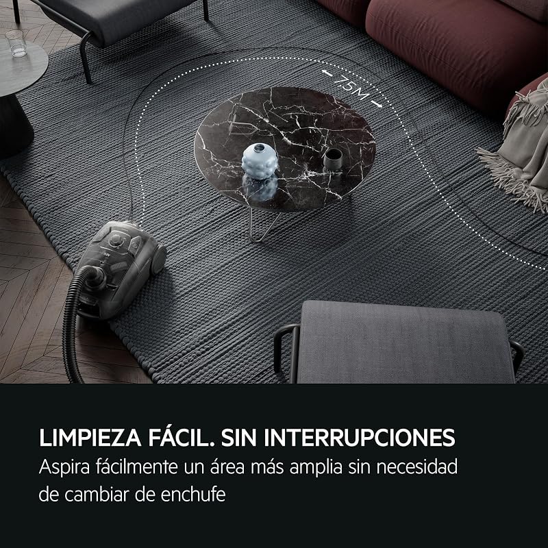 Aspirador com saco AB31C1GG, multisuperfície, compacto, filtro HEPA lavável, 750W, depósito de 3L, raio de 7,5m, ruído baixo 78dB, escova DustPro, 2 acessórios, design sustentável — foto 6 de 7
