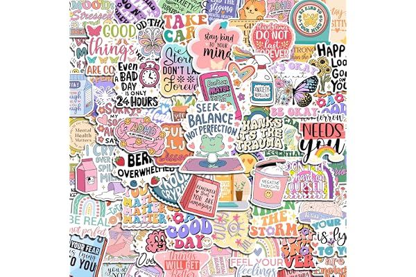 300 PCS Mental Health Stickers, Vinyl Therapy Stickers for Mental Health Journal, Positive Quote Decals for Adult, Therapist Gifts, Journals, Laptops, Water Bottles