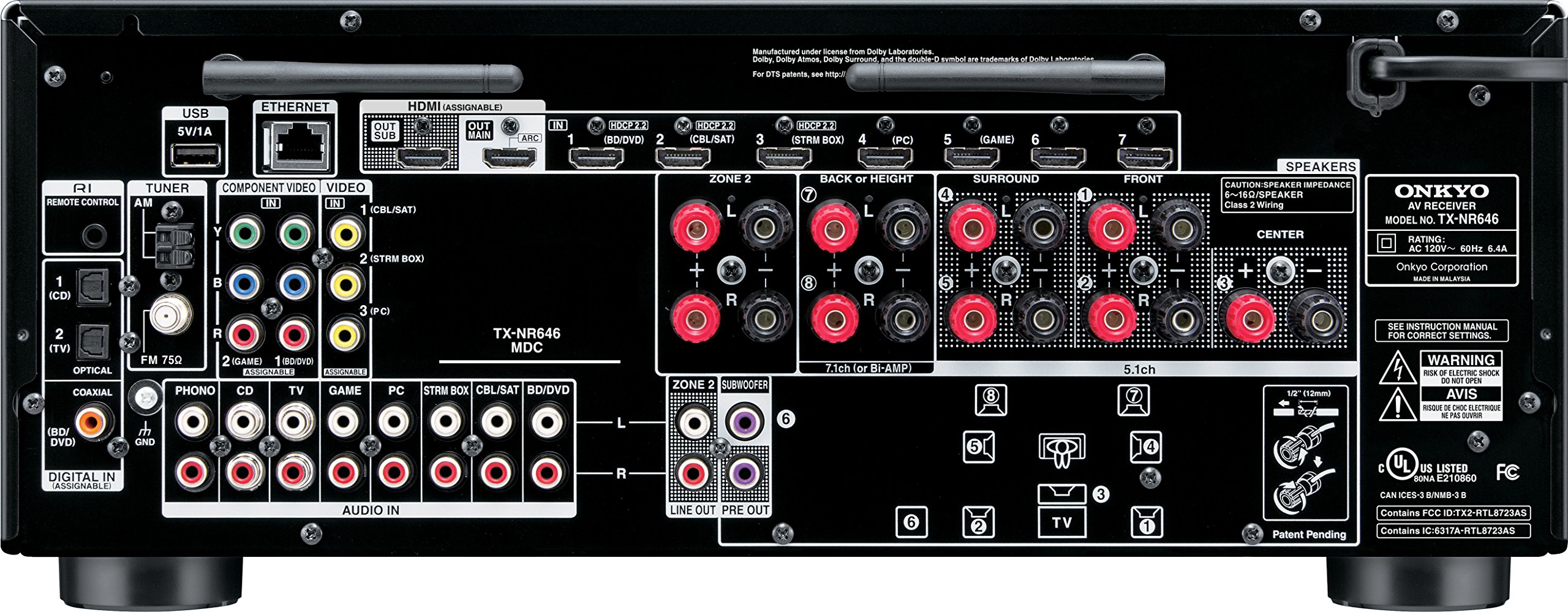 Onkyo TX-NR646 7.2-Channel Network A/V Receiver