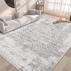 Area Rug 6x9 Vintage Rug: Washable Indoor Medallion