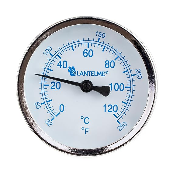 Lantelme 5927-120 °C Grad Thermometer für Heizung mit Messing Tauchhülse Zeigerthermometer Skala blau - Analog und Bimetall