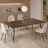 VASAGLE 70.9" Dining Table for 6-8 People, Modern Kitchen Table | Heat-Resistant Tabletop, Quick Assembly, for Dining Room, Natural Walnut and Ink Black, Island Collection UKDT108K101S