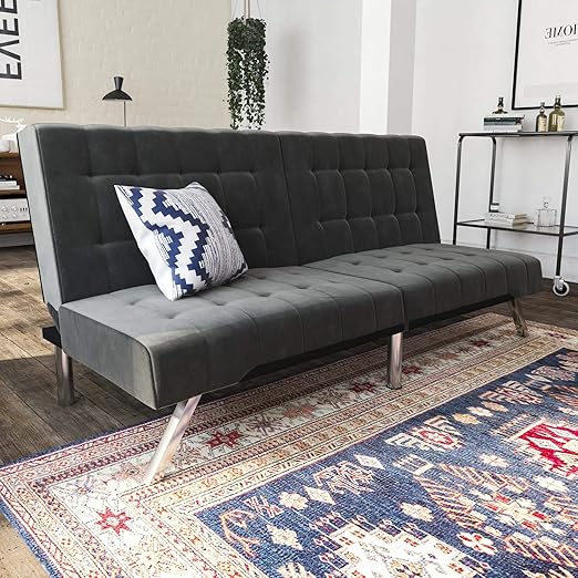 Amazon Com Dhp Emily Futon Couch Bed Modern Sofa Design Includes