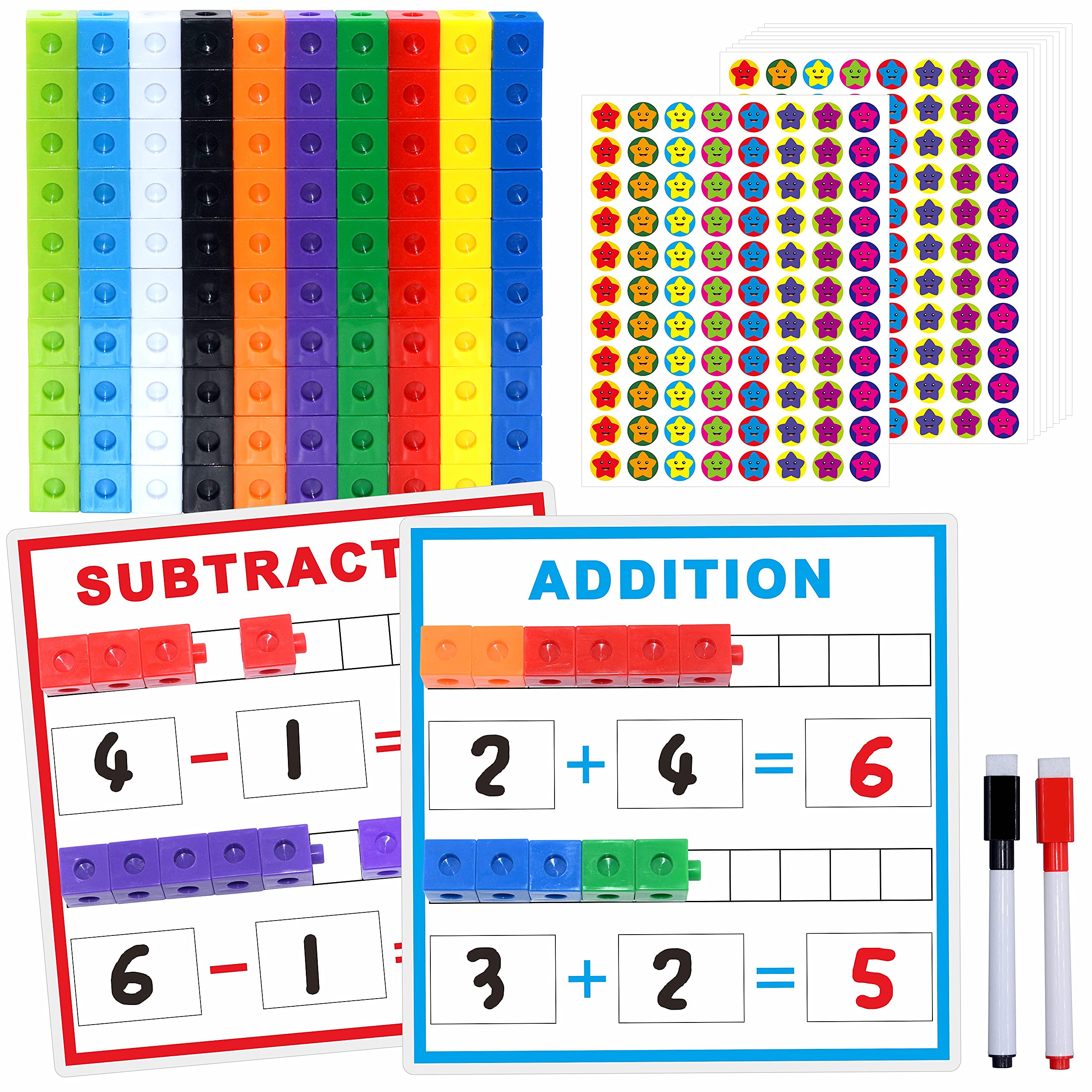 Photo 1 of SpriteGru Math Linking Cubes, Math Cubes Manipulatives with Activity Cards Linking Cube Math Counters for Kids Kindergarten Learning Activities